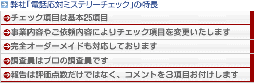 弊社「電話応対ミステリーチェック」の特徴